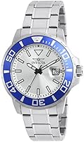 Invicta Men's Montre &agrave; Quartz avec cadran argent&eacute;, affichage analogique et Bracelet inox argent 21569)