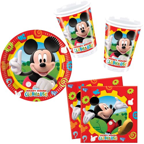 40 teiliges Partyset MICKEY MOUSE von DISNEY mit 10 Teller, 10 Becher und 20 Servietten // Kindergeburtstag Kinder Geburtstag Feier Party Set Fete Partygeschirr Clubhouse Micky