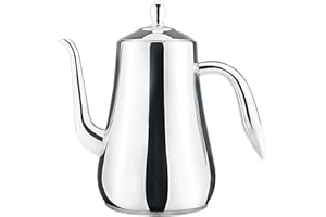 SANQIAHOME 1750ml Théière en acier inoxydable avec infuseur Style moderne，Bouilloire de grande capacité, cafetière goutte à goutte, bouilloire froide,argent
