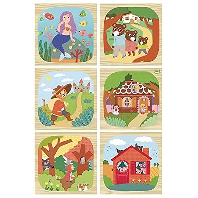 Vilac- Cubes en Bois Les Contes, 2407, Multicolore