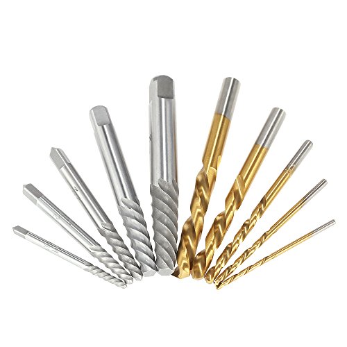 KKmoon 10.tlg Cobalt Linke Hand Bohrer/ Gebrochene Bolt Beschädigte Schraube Extractor Set, Verschiedene Größen mit Metallgehäuse - 4
