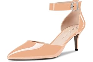 Aachcol Mujer Aguja Medio Heel Correa Tobillo Pumps Puntiaguada Punta Sandalias Dress Zapatos Fiesta Oficina de Boda 6.5 CM