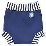 Splash About Kids' Reusable Swim Happy Nappy - Navy/White Stripe, Large (6-14 Months)