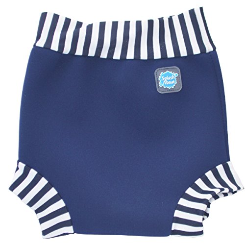 Splash About Kids Reusable Swim Happy Nappy - Navy/White Stripe Rib, Small, 0-4 Months