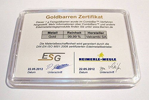 New Edition 1g Goldbarren 999,9 Feingehalt in einer Kapsel mit Motivbox