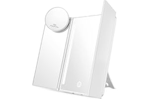 Auxmir Lusterko kosmetyczne z oświetleniem LED, podświetlane lustro do makijażu z nieoślepiającym oświetleniem do makijażu, golenia, z przełącznikiem dotykowym do przyciemniania jasności