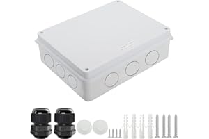 LeMotech Scatola di collegamento con fori riservati, in plastica ABS, IP65, impermeabile, antipolvere, per elettronica, colore bianco, dimensioni esterne 255 x 200 x 80 mm