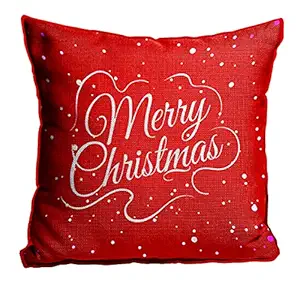 DreamVio Jute Exclusive Merry Christmas Decorative Throw/Pillow Covers, Cushion Covers for Gifting, Living Room, Bed Room, Sofa,Chairs Pack/Set of 1 (Multicolour, Size 24 x 24 Inches)