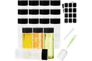 BiBOTLSFLY 16 Pack 400ml 13.6oz Plastic Juice Bottles with Black Lids, Transparent Reusable Empty Drink Bottles Ideal for Water, Juice, Milk and Other Homemade Beverages