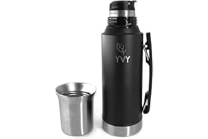 YVY Maté Thermos à maté - Tempera 1L | Double Paroi Acier inoxydable, Sans BPA | Calebasse/Gobelet 240ml intégrée | Garde le chaud 24h, Froid 30h | Verseur de précision à gâchette | Garantie 5 ans