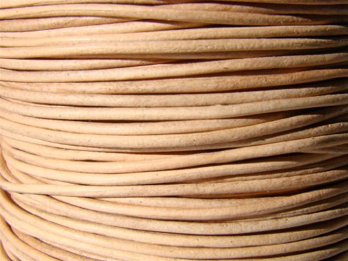Lederband, Lederschnur, Lederriemen 5 m. Rund 1,0 mm. Natur