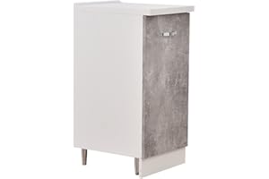 Shally Dogan Mobile Base per Cucina con Anta Singola e Due Scomparti, Mobiletto con Struttura in Legno Robusta e Resistente, Colore Grigio Cemento, Mobile Componibile Dimensioni 40 x 50 x 85H cm