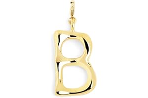 SINGULARU - Charm Letter XL Oro - Pendente Iniziale in Ottone con Finitura Placcata in Oro 18kt - Pendente Lettere A - Z - Charm Combinabile con Collana - Gioielli da Donna
