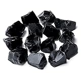 Xiannvxi Black Obsidian Crystals Natural Raw Crystal Rocks Rough Stones 1" Bulk Reiki Healing Gemstones Tumbling Cabbing Fountain Rocks 0.45lb