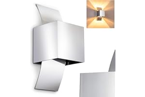 Hofstein Applique murale Kapstadt Up & Down, applique murale en aluminium chromé, spot mural 1 ampoule, 1 x G9, spot mural avec effet lumineux, ampoule(s) non incluse(s)