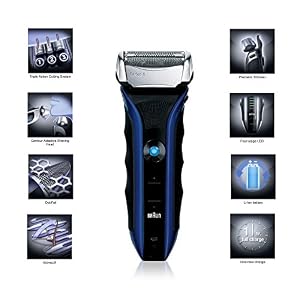 Braun Series 5 530S/Electric Foil Shaver, Precision Trimmer & Wireless Razur/Fully Washable/High Capacity Li-ion Battery with Protective Travel Case/Black/Blue - Image 3