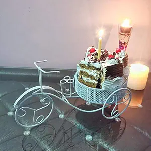 Amishi Blissful Decors Metal Medium Black Flower/Cake Holder for Valentines Day Special, House Decorative, Christmas Cake Decoration, Theme Party, Plants Decor