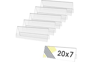 Danieli | Cavalieri da Tavolo in Acrilico Trasparente leggibili da entrambi i lati. Espositore da banco portanome e Portaprezzi da vetrina. (20x7x6 (6 pezzi))