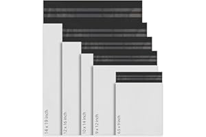 RED EMBER 50 bolsas de correo mixtas de poliéster autoselladas, 5 tamaños, 10 de cada ascua roja, bolsas de correo pequeñas a grandes, sobres de embalaje postal (blanco)