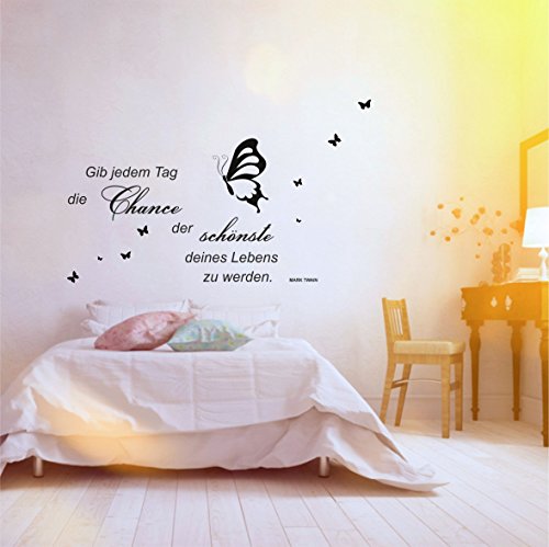 greenluup wandtattoo mark twain zitat gib jedem tag die chance der schönste deines lebens zu werden xl schmetterling - 2
