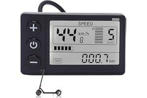 Oumefar Écran LCD de Vélo électrique, Compteur D'affichage LCD de Vélo électrique S866 Panneau de Commande 24 V 36 V 48 V avec Prise étanche pour Accessoires de Modification de