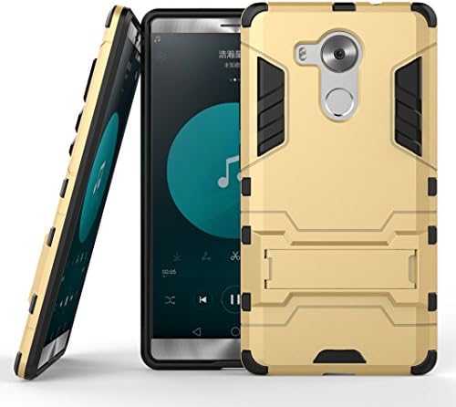 OuDu Huawei Mate 8 Case, Armour Bodyguard Case for Huawei Mate 8 TPU Silicone Rubber Frame Matte Hard Back Cover Hybrid Dual Layer Shell Logo Cut-out Bumper Heavy Duty Holster Flexible Lightweight Sleeve Durable Protective Skin Anti-slip Anti-shock Anti-scratch Cover Stand Function Case - Golden