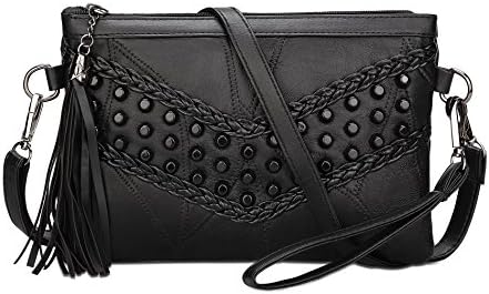 Genfien Tote Bag Faux Leather Shoulder Handbag Clutch Pouch Purse Crossbody Rivet Tassel Daily Casual Travel Outdoors For Women Girls