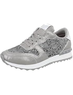 Ital-Design Sneakers Low Damenschuhe Schnürsenkel Freizeitschuhe