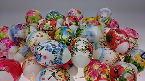 24 Bunte Ostereier. mit Folie bezogen. Wetterfest.Kunststoffeier