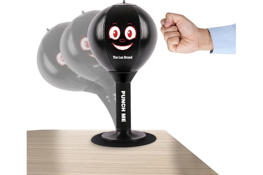 The Lux Brand's Desktop rage Bag, Premium Quality kids punching bag. Super strong Spring Flexibility, punching bag for kids, Super Strong Suction on Smooth Surfaces, Kids&Adults (Dark Black)