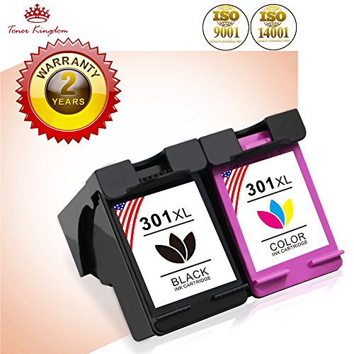 Toner Kingdom 2 Pack Compatibles HP 301XL 301 XL Cartucho de tinta para HP CH561EE CH562EE CH563EE CH564EE Deskjet 1000 1010 1050 1055 1510 1512 1514 2000 2050 2054a 2510 2514 2540 2542 2544 3000 3050 3052 3055 2620 2622 2624 4630 4632 4634 4636 Envy 4500 4502 4504 4505 4507 5530 5532 5534 5539 Impresora  1 Negro   1 Tricolor 