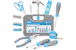 Hi-Spec Boîte à Outils Complète Bleue 42 Pièces - Ensemble d'Outils avec Boîte de Rangement Portable - Marteau, Pinces, Tournevis et pour Bricolage Domestique et Réparations
