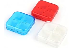 INTE Portapillole Giornaliero Tascabile, Pillole Organizzatore, Promemoria per Pillole, Porta Medicine, Pastiglie, Vitamine, Cofezione 2 pezzi (4 POSTI)