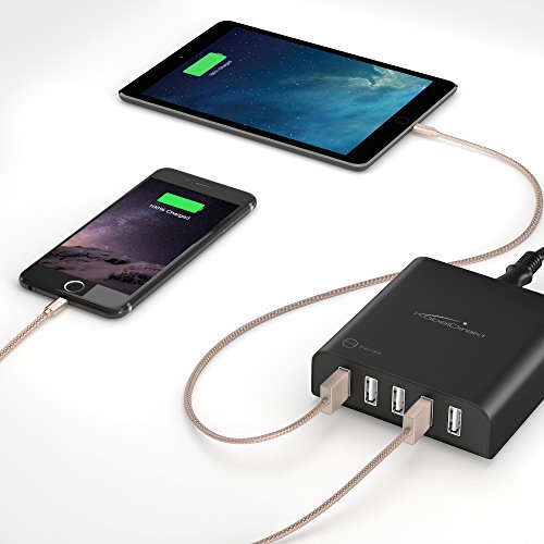 KabelDirekt 5V 8A 40W f  nffach USB Ladeger  t mit IDD Technologie  Intelligente Ger  teerkennung  - volle Kompatibilit  t zu Apple  Samsung  iOS  And
