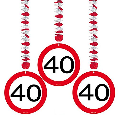 40 Geburtstag Deko Rotorspiralen mit Zahl 40 3er Set Hängende Dekoration zum 40er Geburtstag Party oder andere Anlässe - 2