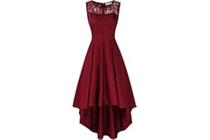 KOJOOIN Damen Kleider Abendkleider Brautjungfernkleider für Hochzeit Cocktailkleid Unregelmässiges Langes Spitzenkleid （Verpackung MEHRWEG）