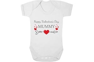 SECOND AVE GIFT COMPANY Second Ave Happy Valentine's Day Mummy Baby Grow Vest White Shortsleeve Babygrow Bodysuit