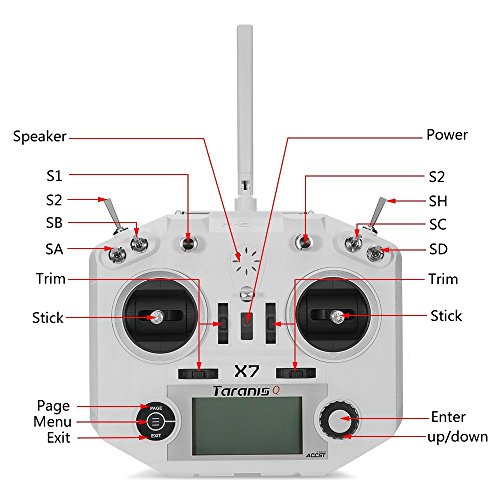 ZCGC-UK FrSky Q X7 Transmitter ACCST Taranis 2.4GHz 16CH RC Transmitter Compatible with Frsky Receiver for FPV Racing Drone Quadcopter ( White )