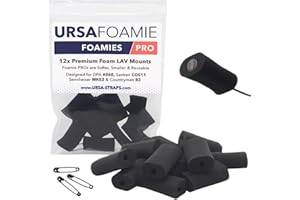 URSA STRAPS URSA Foamies: Soft Foam Mounts for Wireless Lav Mics | Lav Mic Accessories | Stick Directly to the Skin or Costume | Microphone Foam Covers - Fits Most Microphone Brands (Pack of 12, Black)