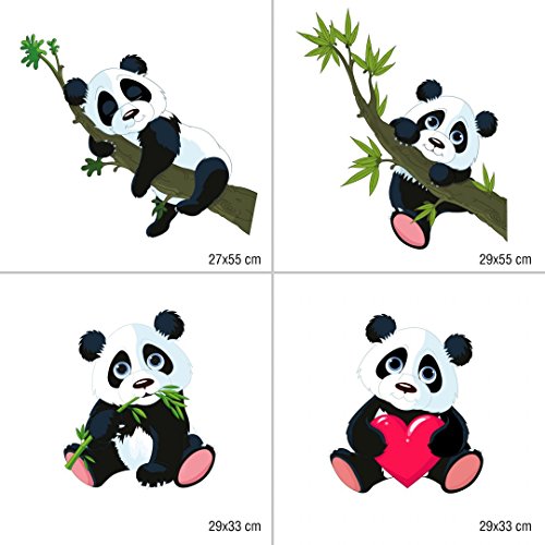 Wall-Art – Wandsticker, Wandtattoo, Aufkleber XXL Panda Bären Set – Bogengröße: 145×41 cm – WA-AL-102 - 2