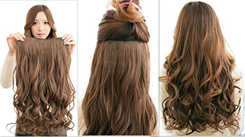 PRETTYSHOP 70cm oder 55cm Clip In Extensions Halbperücke Haarverlängerung Haarverdichtung Haarteil hitzebeständig wie Echthaar div. Farben (55cm tiefschwarz #1 C51-1) - 2