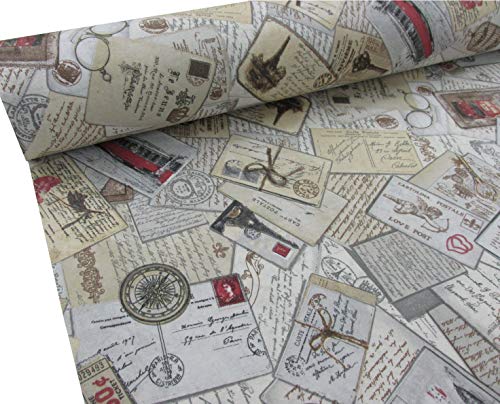 Confección Saymi Metraje 0,50 MTS Tejido loneta Estampada Ref. Postales, con Ancho 2,80 MTS.