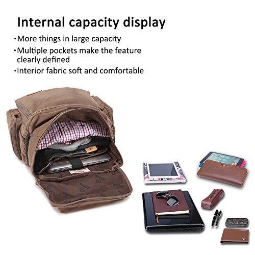 FANDARE Retro Laptop Notebook Geeignet für bis zu 16 Zoll Damen Herren Schulrucksack für die Schule Rucksack Wanderrucksack Daypack Leinwand - 5