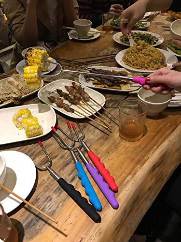 ZeWoo 5 Stück Marshmallow Sticks Bräter Ausziehbar 24-85cm Lange Teleskop Grillspieße für Lagerfeuer Grillspiess Teleskop Grillspieß Braeter Edelstahl mit Marshmallow Einfacher Handgriff Grillfest für Picknick Camping Campfire BBQ Camping Hot Dog Gemüse - 7