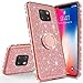 Produktbild Homikon Silikon Hülle Kompatibel mit Huawei Mate 20 Pro Überzug TPU Bling Glitzer Strass Diamant Schutzhülle mit 360 Grad Ring Ständer Soft Flex Durchsichtig Silikon Handyhülle Tasche Case - Rose Gold