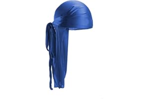 Treer Durag Bandana Cappello Accessori Turbante Donna Copricapo, Seta Tinta Unita Elegante Coda Lunga Fascia Pirata Flessibile Baotou Morbida Musulmano Hijab Unisex