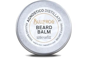 Bullfrog - Agnostico Distillate Balsamo da Barba, 50 ml, Cremoso, Nutriente, Ammorbidisce e Cura la Barba, Dona una Finitura Lucida, con Note di Anice e Liquirizia, Prodotto in Italia