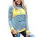 Produktbild Sannysis Damen Pullover Langarmshirt Elegant Frauen Gestreifter Kapuzenpullover Casual Langarm Sweatshirts Bluse Pullover mit Kapuze