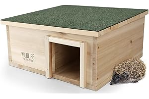 Wildlife Friend Maison en Bois avec Toit avec Feutre De Toiture - Protection Contre Prédateurs - Cabane, Maison pour Hérisson Sécurisé Et Durable - Abri pour Animaux.