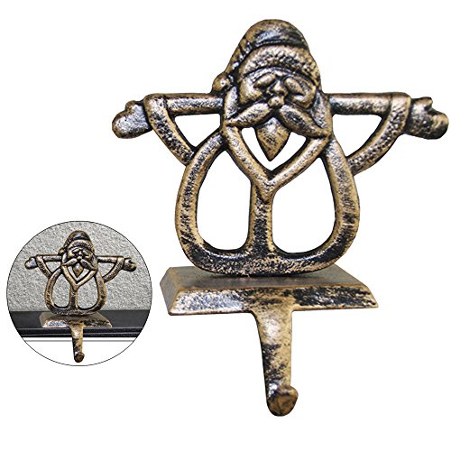 Librao Christmas Stocking Hanger Santa Hooks Holder Heavy Xmas Ornament Decorations Fireplace Mantel Decor Clips